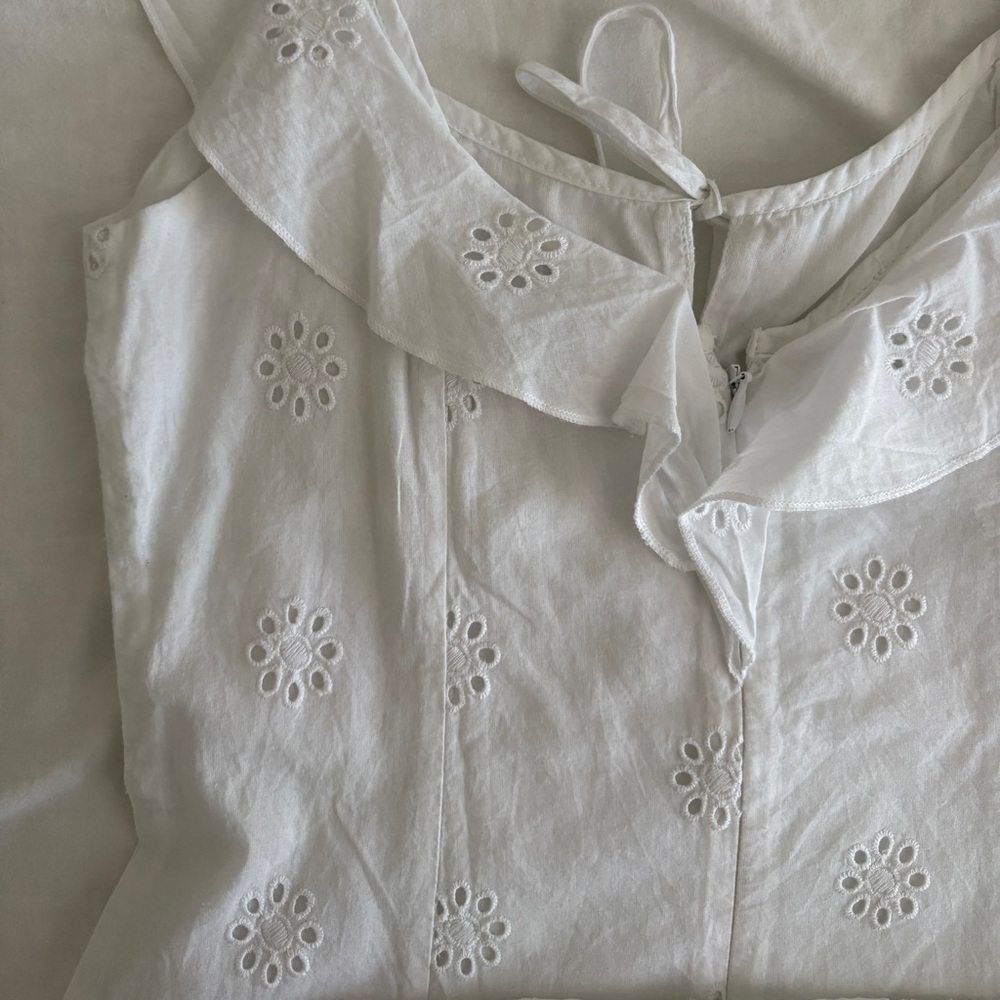 100% LINEN Princess Polly White Mini Dress - Picture 10 of 12